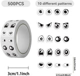 Darrahopens Home & Garden > Hobbies > Arts & Crafts Stickers - DIY Stickers - 500 Sheets/Roll - Small Emoji Eye Stickers - DIY Journaling Supplies - Decorative Sealing Stickers - Envelope Stickers - Creative Gifts