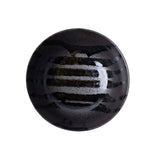 Darrahopens Home & Garden > Hobbies > Arts & Crafts Udon Bowl Fluted 17cm Gloss Black Stripes On Gunmetal Glaze