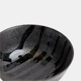Darrahopens Home & Garden > Hobbies > Arts & Crafts Udon Bowl Fluted 17cm Gloss Black Stripes On Gunmetal Glaze
