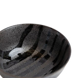 Darrahopens Home & Garden > Hobbies > Arts & Crafts Udon Bowl Fluted 17cm Gloss Black Stripes On Gunmetal Glaze