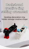 Darrahopens Home & Garden > Hobbies > Arts & Crafts White Resin Dachshund Puppy Ring Earring Tray with Sponge Slots - Unique Dog Lover Gift