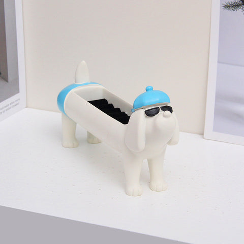 Darrahopens Home & Garden > Hobbies > Arts & Crafts White Resin Dachshund Puppy Ring Earring Tray with Sponge Slots - Unique Dog Lover Gift