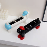 Darrahopens Home & Garden > Hobbies > Arts & Crafts White Resin Dachshund Puppy Ring Earring Tray with Sponge Slots - Unique Dog Lover Gift