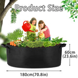 Darrahopens Home & Garden > Home & Garden Others 1 Pack 400 Gallon 180cm 60cm Grow Bag Heavy Duty Thickened Plant Pots with Handles for Farming Gardening Tree
