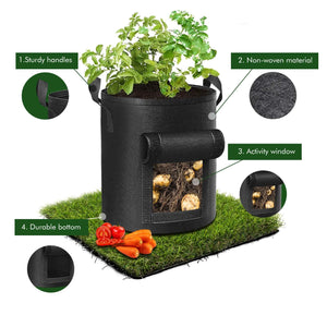 Darrahopens Home & Garden > Home & Garden Others 5-Pack 10 Gallons Plant Grow Bag Potato Container Pots with Handles Garden Planter Black