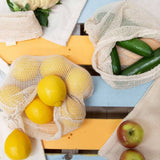 Darrahopens Home & Garden > Home & Garden Others J Elliot Home Lemonade Karma Set of 4 Cotton Eco-Friendly Natural Mesh Storage Bag Set