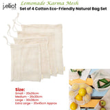 Darrahopens Home & Garden > Home & Garden Others J Elliot Home Lemonade Karma Set of 4 Cotton Eco-Friendly Natural Mesh Storage Bag Set