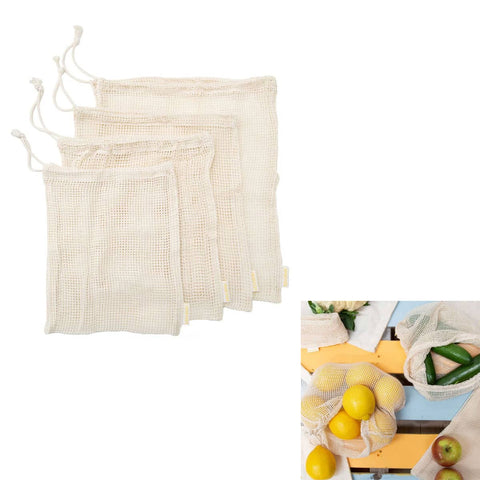 Darrahopens Home & Garden > Home & Garden Others J Elliot Home Lemonade Karma Set of 4 Cotton Eco-Friendly Natural Mesh Storage Bag Set