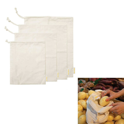 Darrahopens Home & Garden > Home & Garden Others J Elliot Home Lemonade Karma Set of 4 Cotton Eco-Friendly Natural Muslin Storage Bag Set