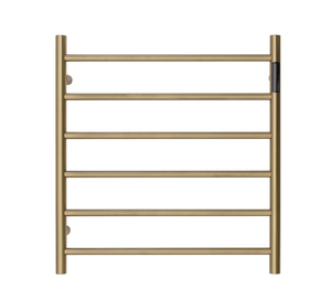 Darrahopens Home & Garden > Home & Garden Others Premium Brushed Gold Heated Towel Rack with LED control- 6 Bars, Round Design, AU Standard, 650x620mm Wide