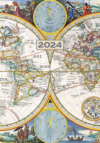 Darrahopens Home & Garden > Home Office Accessories Antique Maps 2024 A5 Padded Cover Diary Premium Planner Book Xmas New Year Gift