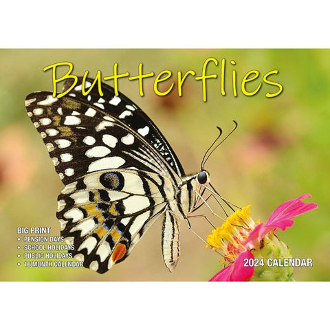 Darrahopens Home & Garden > Home Office Accessories Butterflies - 2024 Rectangle Wall Calendar 16 Months Colorful Butterfly Photos