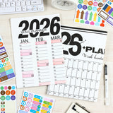 Darrahopens Home & Garden > Home Office Accessories > Calendars, Organisers & Planners 2026 Wall Planner Calendar with Stickers and Double-Sided Tape – 742 x 525 mm for Home, Office or Study in Australia