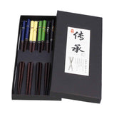 Darrahopens Home & Garden > Home Office Accessories > Calendars, Organisers & Planners 5 Pairs Chopsticks Wood Reusable Butterfly Flower Printing Gift Box Pointed Chopsticks for Restaurant Hotel In Australia - Darrahopens