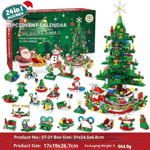 Darrahopens Home & Garden > Home Office Accessories > Calendars, Organisers & Planners Advent Calendar Christmas Tree Building Blocks Toy Set with Warm light,24 Days Countdown Calendar Blocks for Christmas Tree,24 in 1 Vacation Advent Calendar Blocks,Christmas Gift for Kid Adult