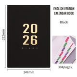 Darrahopens Home & Garden > Home Office Accessories > Calendars, Organisers & Planners Agenda 2026 - Daily Agenda - A5 Format - 1 Day per Page - 304 Pages - [Black] - Hardcover