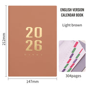 Darrahopens Home & Garden > Home Office Accessories > Calendars, Organisers & Planners Agenda 2026 - Daily Agenda - A5 Format - 1 Day per Page - 304 Pages - [Light Brown] - Hardcover