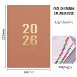 Darrahopens Home & Garden > Home Office Accessories > Calendars, Organisers & Planners Agenda 2026 - Daily Agenda - A5 Format - 1 Day per Page - 304 Pages - [Light Brown] - Hardcover