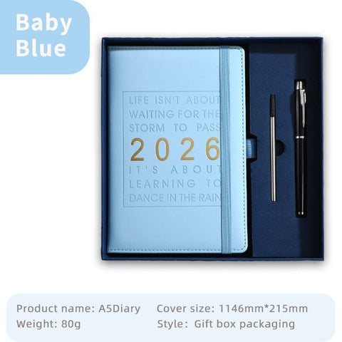 Darrahopens Home & Garden > Home Office Accessories > Calendars, Organisers & Planners Agenda 2026 - Daily Agenda & Planner - A5 Format - 365 Day Overview - Hardcover - [Light Blue]