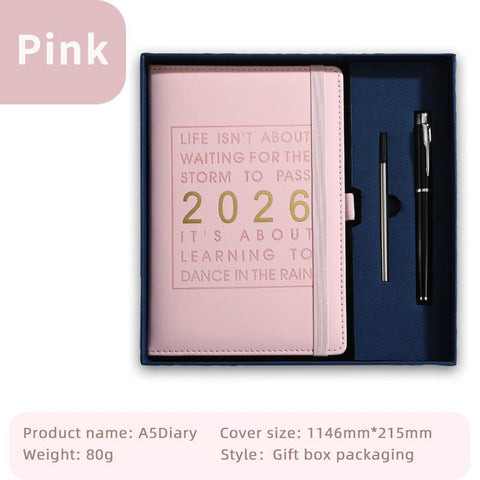Darrahopens Home & Garden > Home Office Accessories > Calendars, Organisers & Planners Agenda 2026 - Daily Agenda & Planner - A5 Format - 365 Day Overview - Hardcover - [Pink]
