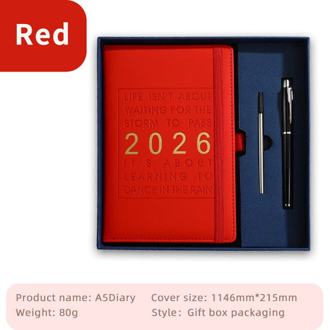 Darrahopens Home & Garden > Home Office Accessories > Calendars, Organisers & Planners Agenda 2026 - Daily Agenda & Planner - A5 Format - 365 Day Overview - Hardcover - [Red]