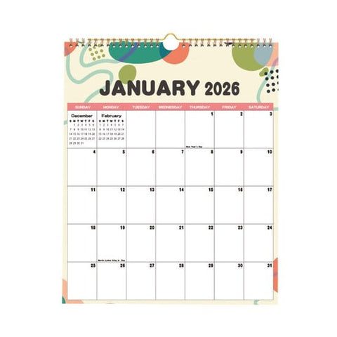 Darrahopens Home & Garden > Home Office Accessories > Calendars, Organisers & Planners Calendar 2026 - Hangable 12 Months - Calendar - With wire-o-binding - Yearly calendar - Monthly planner - Wall calendar - 37 x 30cm - Abstract patterns