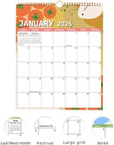 Darrahopens Home & Garden > Home Office Accessories > Calendars, Organisers & Planners Calendar 2026 - Hangable 12 Months - Calendar - With wire-o-binding - Yearly calendar - Monthly planner - Wall calendar - 37 x 30cm - Nutrition patterns