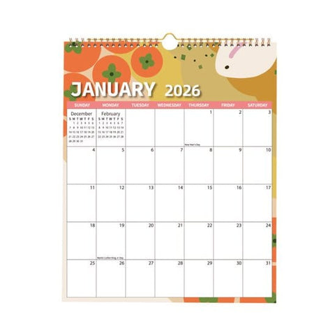 Darrahopens Home & Garden > Home Office Accessories > Calendars, Organisers & Planners Calendar 2026 - Hangable 12 Months - Calendar - With wire-o-binding - Yearly calendar - Monthly planner - Wall calendar - 37 x 30cm - Nutrition patterns