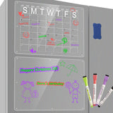 Darrahopens Home & Garden > Home Office Accessories > Calendars, Organisers & Planners Magnetic Acrylic Fridge Calendar & Memo Board Set - Dry Erase Planner with Markers & Eraser(43*30cm 3mm)