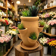Darrahopens Home & Garden > Home Office Accessories > Calendars, Organisers & Planners Multi Pocket Terracotta Vertical Tower green foliageer With Matching Drain Tray, Space Saving Succulent Herb Growing Pot Matching Flowerpots With Dish Ceramic Decor Sets In Australia - Darrahopens