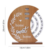 Darrahopens Home & Garden > Home Office Accessories > Calendars, Organisers & Planners Rustic Wooden Perpetual Calendar, Moon Shape Desk and Home Decor, 20 x 18 cm
