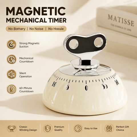 Darrahopens Home & Garden > Home Office Accessories > Calendars, Organisers & Planners White 60-Minute Magnetic Mechanical Kitchen Timer Countdown Clock for Cooking, Study, Productivity and Time Management