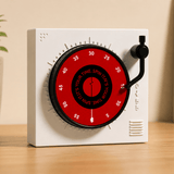 Darrahopens Home & Garden > Home Office Accessories > Calendars, Organisers & Planners White Record Player Mechanical Timer Magnet Timer for Study, Productivity and Time Management, Wind-Up Countdown Alarm, No Battery Required, Pomodoro Timer