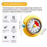 Darrahopens Home & Garden > Home Office Accessories > Calendars, Organisers & Planners Yellow Visual Mechanical Kitchen Timer with Magnetic Backing - Battery-Free Countdown Alarm for Cooking, Study & Time Management