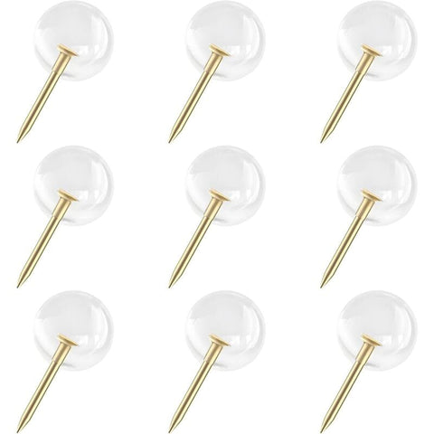 Darrahopens Home & Garden > Home Office Accessories > Desk Accessories 150 pcs Large Size 9.5Mm Gold Push Pins ROund Head Gold Steel Thumb Tacks With Clear Plastic ROund Head Thumb Tacks For