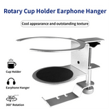 Darrahopens Home & Garden > Home Office Accessories > Desk Accessories 2-in-1 Under-Desk Metal Headphone Hanger &  Anti-Spill Cup Holder - No-Drill Heavy-Duty Desk Adjustable Clamp and 360° Swivel Hook