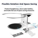 Darrahopens Home & Garden > Home Office Accessories > Desk Accessories 2-in-1 Under-Desk Metal Headphone Hanger &  Anti-Spill Cup Holder - No-Drill Heavy-Duty Desk Adjustable Clamp and 360° Swivel Hook
