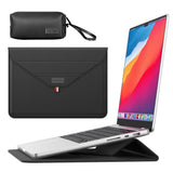 Darrahopens Home & Garden > Home Office Accessories > Desk Accessories 3-in-1 PU Leather Laptop Sleeve with Stand & Mouse Pad + Accessory Pouch(black)