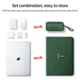 Darrahopens Home & Garden > Home Office Accessories > Desk Accessories 3-in-1 PU Leather Laptop Sleeve with Stand & Mouse Pad + Accessory Pouch(Gray)