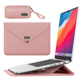 Darrahopens Home & Garden > Home Office Accessories > Desk Accessories 3-in-1 PU Leather Laptop Sleeve with Stand & Mouse Pad + Accessory Pouch(Rose Gold)