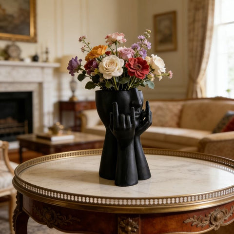 Darrahopens Home & Garden > Home Office Accessories > Desk Accessories 3D-printed rock face vase or office organizer, black.