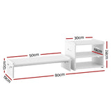 Darrahopens Home & Garden > Home Office Accessories > Desk Accessories Artiss Monitor Stand and 3-Tier Desk Organiser 2-in-1 Modular Computer Monitor Riser PVC Desktop Shelf Holds 20kg for Office Students Gaming