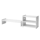 Darrahopens Home & Garden > Home Office Accessories > Desk Accessories Artiss Monitor Stand and 3-Tier Desk Organiser 2-in-1 Modular Computer Monitor Riser PVC Desktop Shelf Holds 20kg for Office Students Gaming