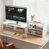 Darrahopens Home & Garden > Home Office Accessories > Desk Accessories Artiss Monitor Stand and 3-Tier Desk Organiser 2-in-1 Modular Computer Monitor Riser PVC Desktop Shelf Holds 20kg for Office Students Gaming