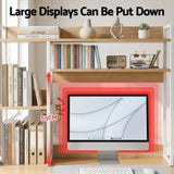 Darrahopens Home & Garden > Home Office Accessories > Desk Accessories Artist Desk Organizer 2-Tier Desk Shelf 24cm Depth for Unblocked Monitor View Asymmetrical Desk Hutch Dorm for WFH & Gaming Heavy-Duty