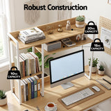 Darrahopens Home & Garden > Home Office Accessories > Desk Accessories Artist Desk Organizer 2-Tier Desk Shelf 24cm Depth for Unblocked Monitor View Asymmetrical Desk Hutch Dorm for WFH & Gaming Heavy-Duty