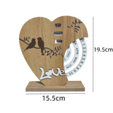 Darrahopens Home & Garden > Home Office Accessories > Desk Accessories Artistic Heart Timber Perpetual Calendar Decoration(19.5x15.5 CM) - Manual Rotating Date Tracker