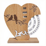 Darrahopens Home & Garden > Home Office Accessories > Desk Accessories Artistic Heart Timber Perpetual Calendar Decoration(19.5x15.5 CM) - Manual Rotating Date Tracker
