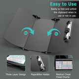 Darrahopens Home & Garden > Home Office Accessories > Desk Accessories Black Waterproof Aluminum Tri-Fold Nursing Clipboard with Pen Slot - Lightweight Pocket-Sized A4 Document Holder & 180° Flat Writing Pad