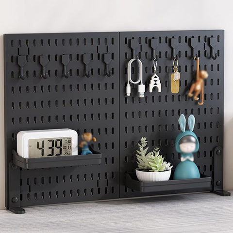 Darrahopens Home & Garden > Home Office Accessories > Desk Accessories CARLA HOME 2 Pack Desk Pegboard Organizer Kit  with Hooks, Tray & Mount Ideal for Office, Gaming Setup & Home Workspace Organization (Black)